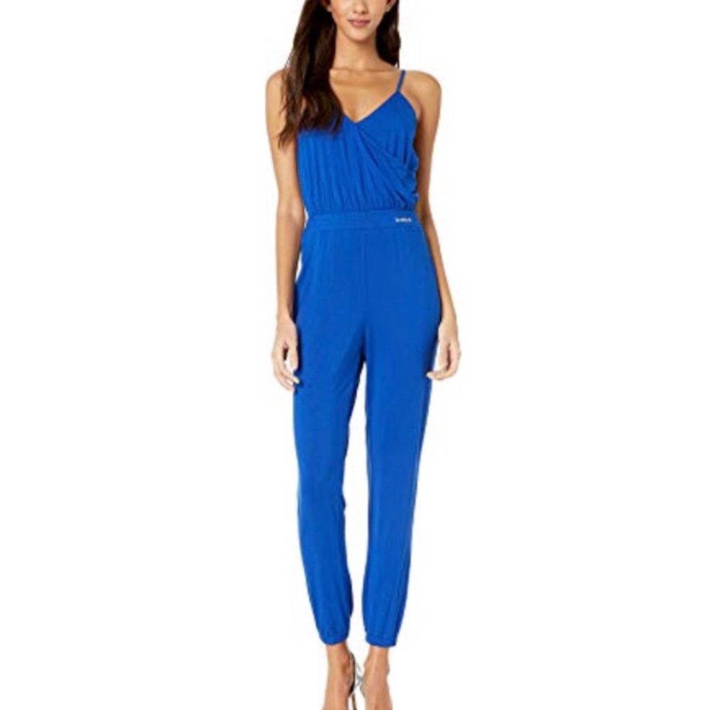 Bebe Blue Wrap Jogger Jumpsuit M